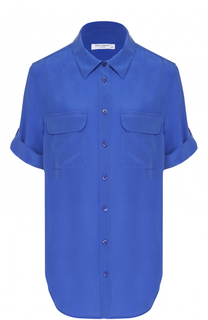 Шелковая блуза с коротким рукавом и накладными карманами Equipment