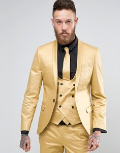 Супероблегающий пиджак с оттенком металлик Noose & Monkey - Золотой