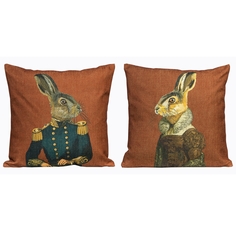 Набор из двух декоративных подушек мистер заяц и мисс зайка (object desire) коричневый 45.0x15.0 см.