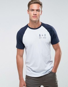 Синяя облегающая футболка с рукавами реглан и логотипом Abercrombie & Fitch - Синий