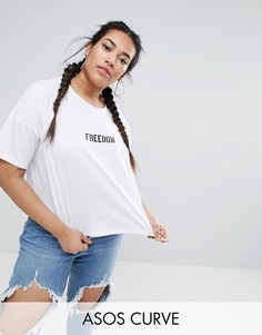 Футболка с принтом Freedom ASOS CURVE - Белый