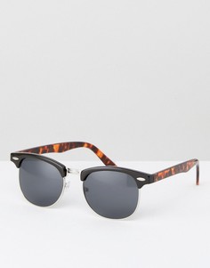 Черные солнцезащитные ретро‑очки в черепаховой оправе ASOS - Черный