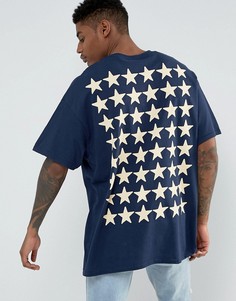 Oversize-футболка со звездным принтом на спине HNR LDN - Темно-синий Honour