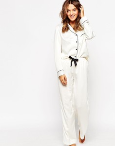 Пижамный комплект из рубашки и брюк Bluebella Claudia - Белый