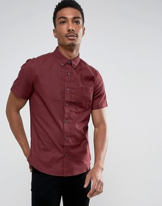 Оксфордская приталенная рубашка с короткими рукавами Burton Menswear - Красный
