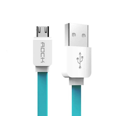 Аксессуар ROCK Flat USB - MicroUSB 1m Blue