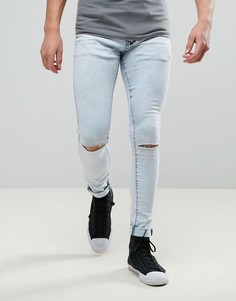Супероблегающие джинсы с дырками на коленях Liquor & Poker - Синий