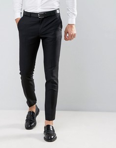 Черные облегающие брюки из 100% шерсти ASOS - Черный