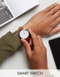 Смарт-часы со светло-коричневым кожаным ремешком Timex IQ Hybrid - Рыжий