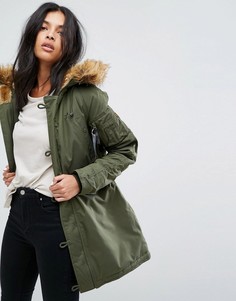 Парка с искусственным мехом на капюшоне Alpha Industries Explorer - Зеленый