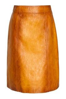 Желтая кожаная юбка Prada