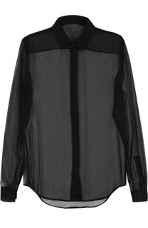 Шелковая полупрозрачная блуза прямого кроя Saint Laurent