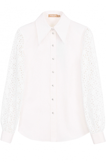 Приталенная блуза с кружевными рукавами Michael Kors