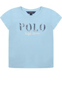 Хлопковая футболка с вышивкой и аппликациями Polo Ralph Lauren