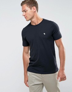 Черная облегающая футболка с круглым вырезом и логотипом Abercrombie & Fitch - Черный