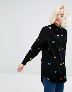 Удлиненная рубашка с разноцветными сердцами Lazy Oaf - Черный