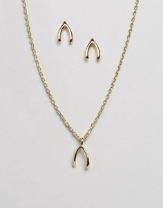 Подарочный набор с ожерельем и серьгами Orelia - Золотой