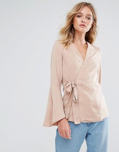 Блузка с рукавами клеш Neon Rose - Коричневый