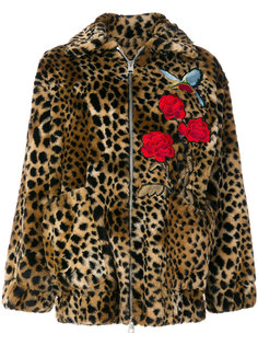 куртка с леопардовым принтом и вышивкой  Ainea