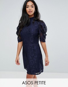 Кружевное платье с высоким воротом Fashion Union Petite - Темно-синий