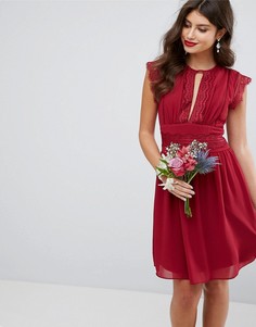 Платье миди с кружевной отделкой TFNC WEDDING - Красный