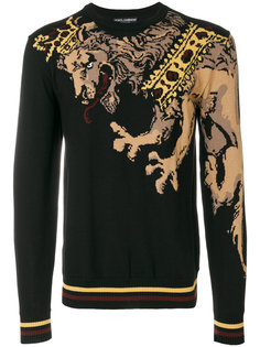свитер с вышитым львом Dolce & Gabbana