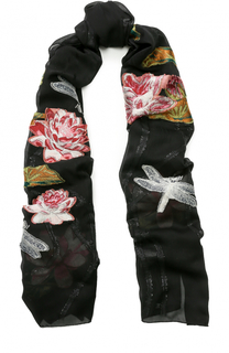 Шелковый шарф с вышивкой Alexander McQueen