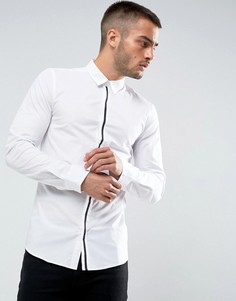 Строгая рубашка узкого кроя с отделкой на планке Only & Sons - Белый