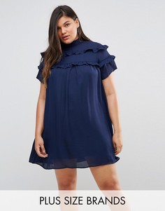 Платье с двойной оборкой Fashion Union Plus - Темно-синий