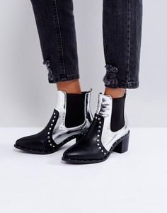 Ботинки цвета металлик с заклепками PrettyLittleThing - Черный