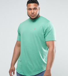 Длинная меланжевая футболка с асимметричным краем Le Breve PLUS - Зеленый