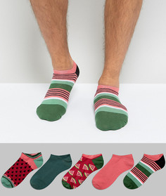 Набор из 5 пар спортивных носков с арбузом ASOS - Мульти