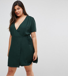 Платье с запахом и ленточной завязкой Fashion Union Plus - Зеленый