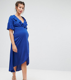 Платье с запахом и асимметричным подолом Queen Bee Maternity - Синий