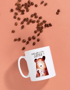 Кружка с медведем и надписью Guess Who Loves Coffee Jolly Awesome - Мульти