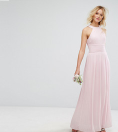 Плиссированное платье макси с высокой горловиной TFNC WEDDING - Розовый
