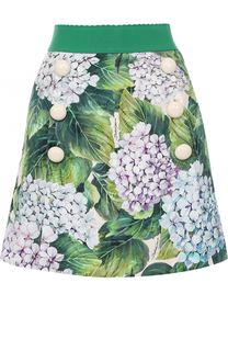 Мини-юбка с цветочным принтом и широким поясом Dolce &amp; Gabbana