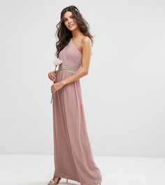 Платье макси на одно плечо с отделкой TFNC WEDDING - Розовый