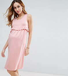 Цельнокройное платье для кормящих мам с оборкой Gebe Maternity - Розовый