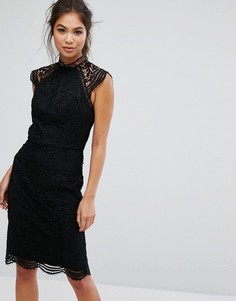 Кружевное платье-футляр с фигурными краями Chi Chi London - Черный