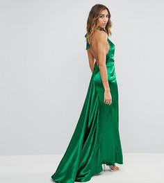 Платье макси с американской проймой, юбкой-годе и открытой спиной Jarlo Tall - Зеленый