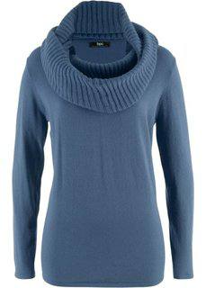 Пуловер 2 в 1 удлиненного дизайна с шалью (индиго) Bonprix