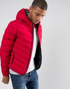 Нейлоновая дутая куртка с капюшоном Brave Soul - Красный
