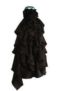 Шелковое платье с открытой спиной и оборками Saint Laurent