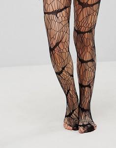 Колготки из сеточки с аппликацией летучих мышей Leg Avenue Halloween - Черный