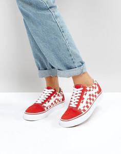 Красные кроссовки в клетку Vans Old Skool - Красный