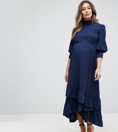 Платье макси с оборками GeBe Maternity - Темно-синий