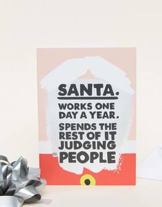 Новогодняя открытка с надписью Santa Judges People Jolly Awesome - Мульти