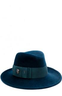 Фетровая шляпа с атласной лентой и брошками Philip Treacy