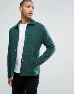 Зеленая фактурная трикотажная куртка Харрингтон ASOS - Зеленый
